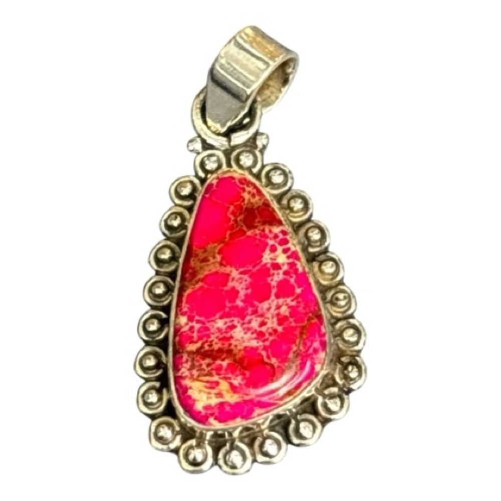 925 Sterling Silver Pink Jasper Gemstone Pendant